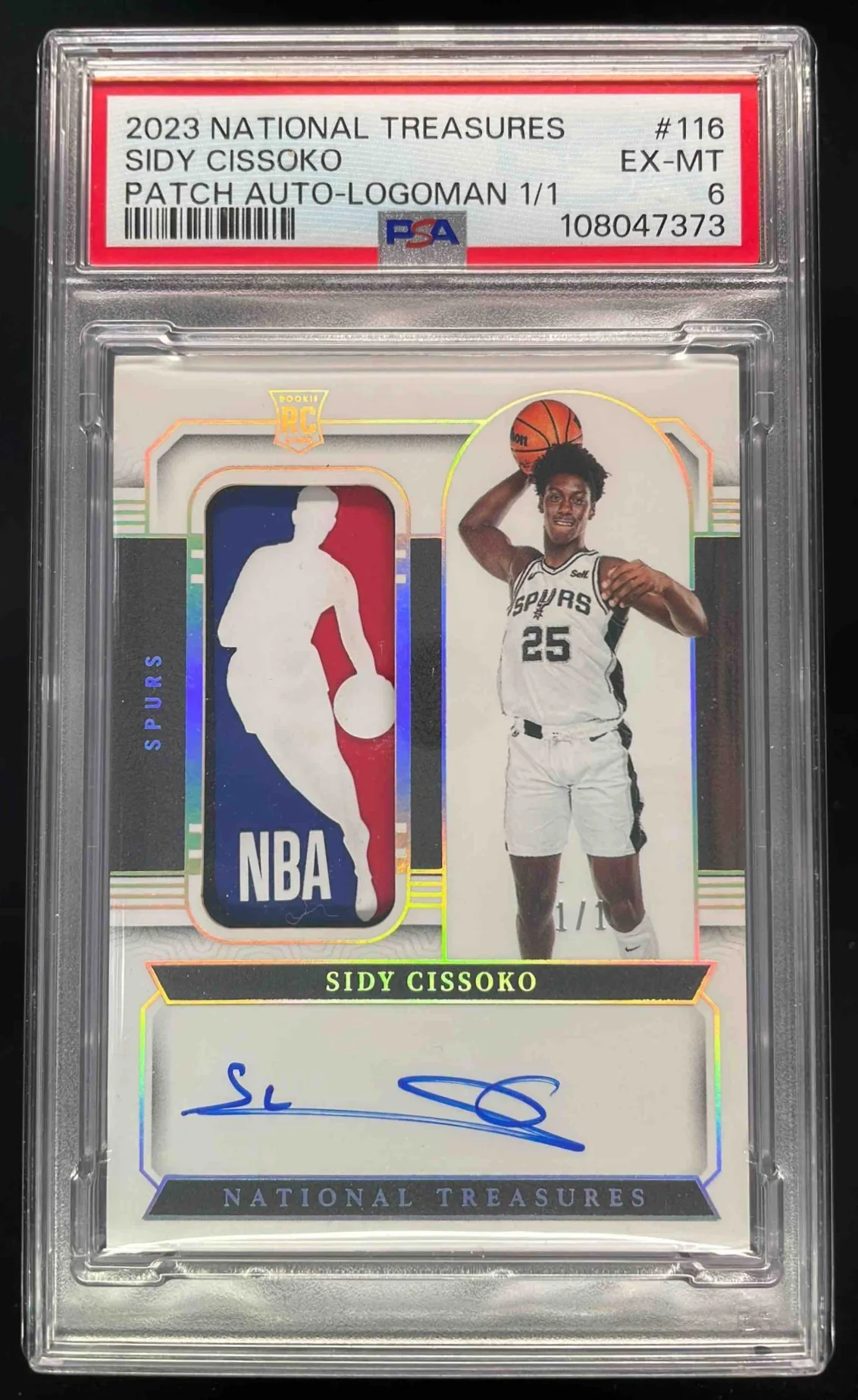 2023-24 National Treasures Rookie Patch Logoman #116 Sidy Cissoko Auto 1/1 PSA 6