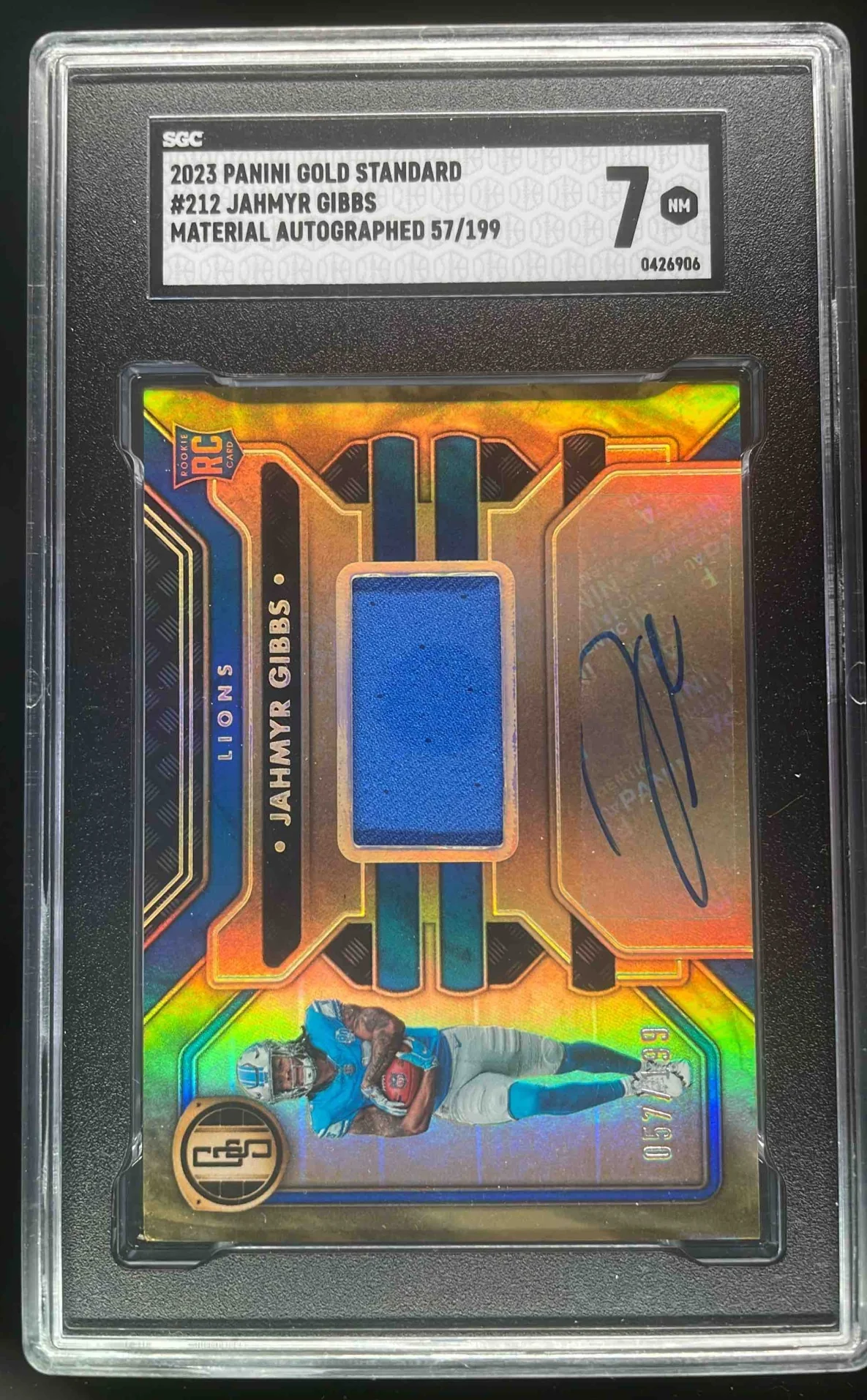 2023 Panini Gold Standard #212 Jahmyr Gibbs Autograph RC Auto /199 SGC 7