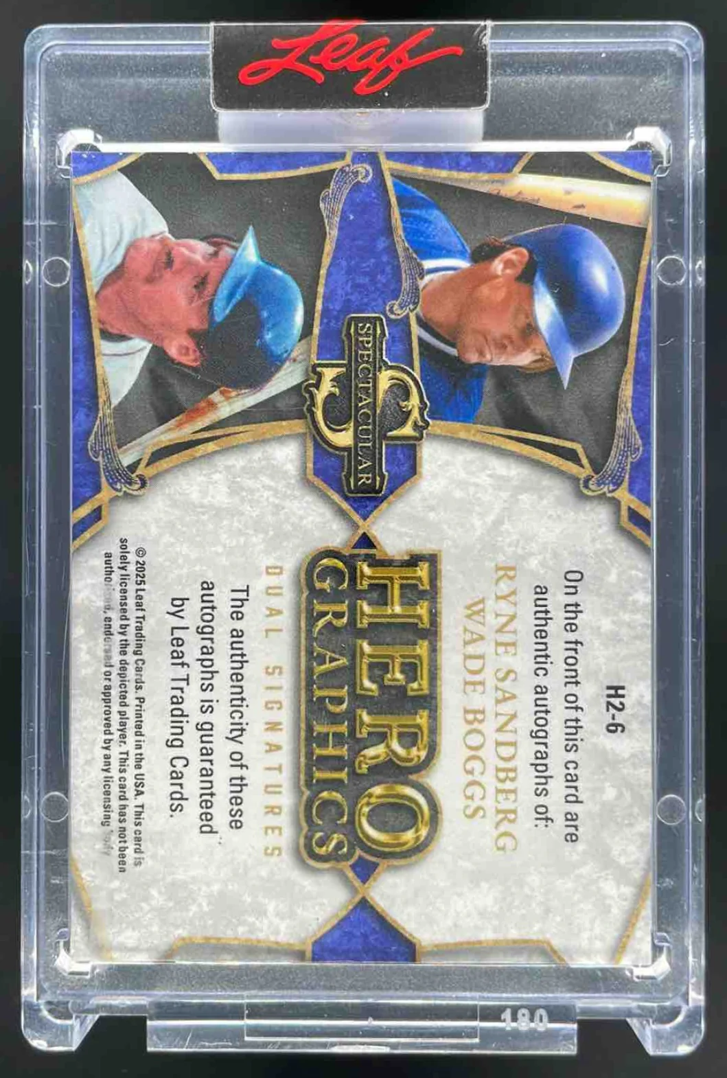 2025 Leaf Herographics Silver Holo #H2-6 Ryne Sandberg Wade Boggs Auto /15 - Image 2