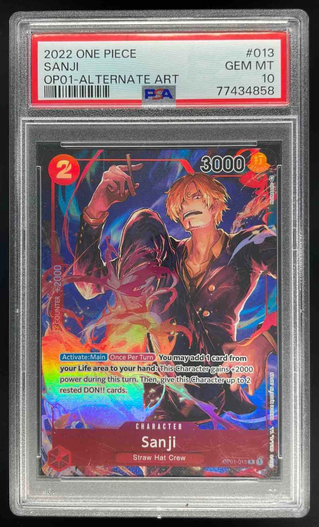 2022 One Piece OP01 #013 Sanji Alternate Art PSA 10