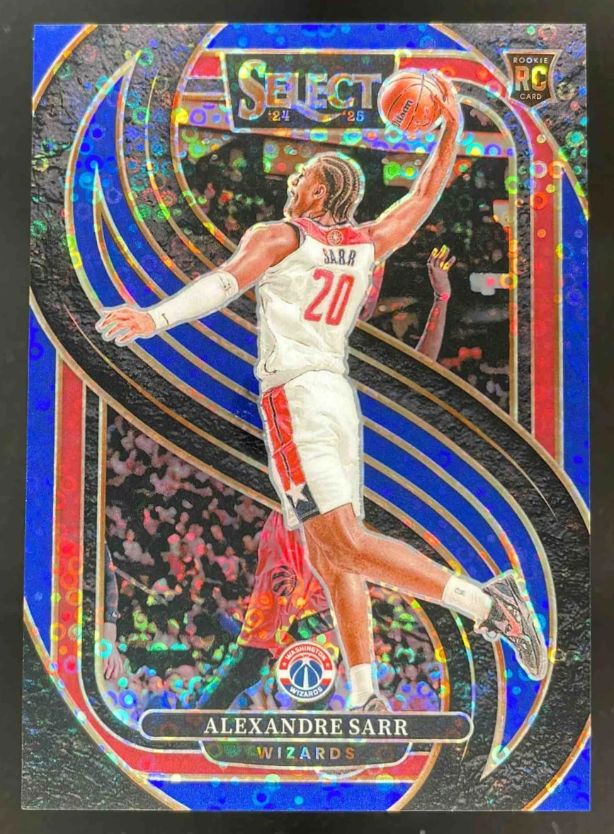 2024-25 Panini Select Premier Blue Disco Prizm #185 Alexandre Sarr RC /25