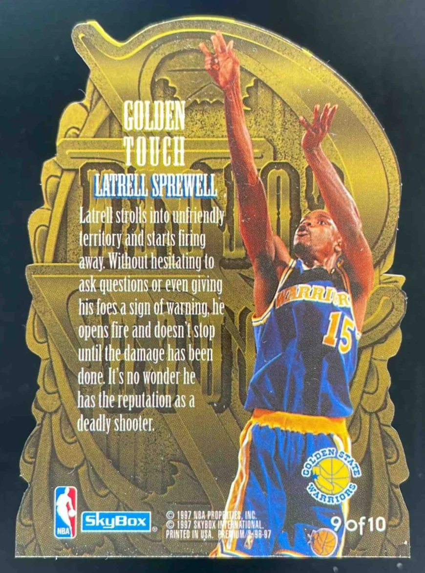 1996-97 Skybox Premium Golden Touch #9 Latrell Sprewell - Image 2