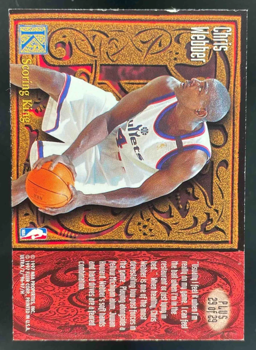 1996 Fleer Ultra Scoring Kings Plus #29 Chris Webber - Image 2