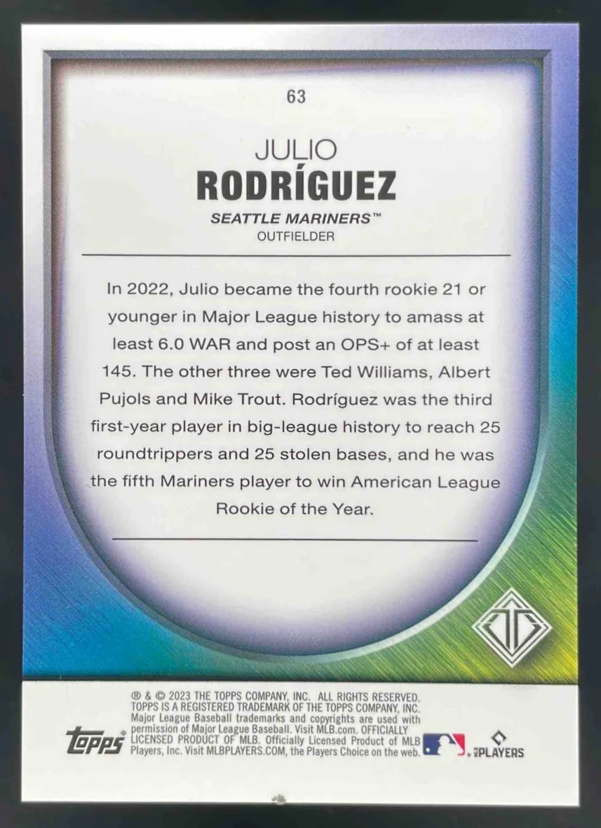 2023 Topps Transcendent Collection #63 Julio Rodriguez /25 - Image 2