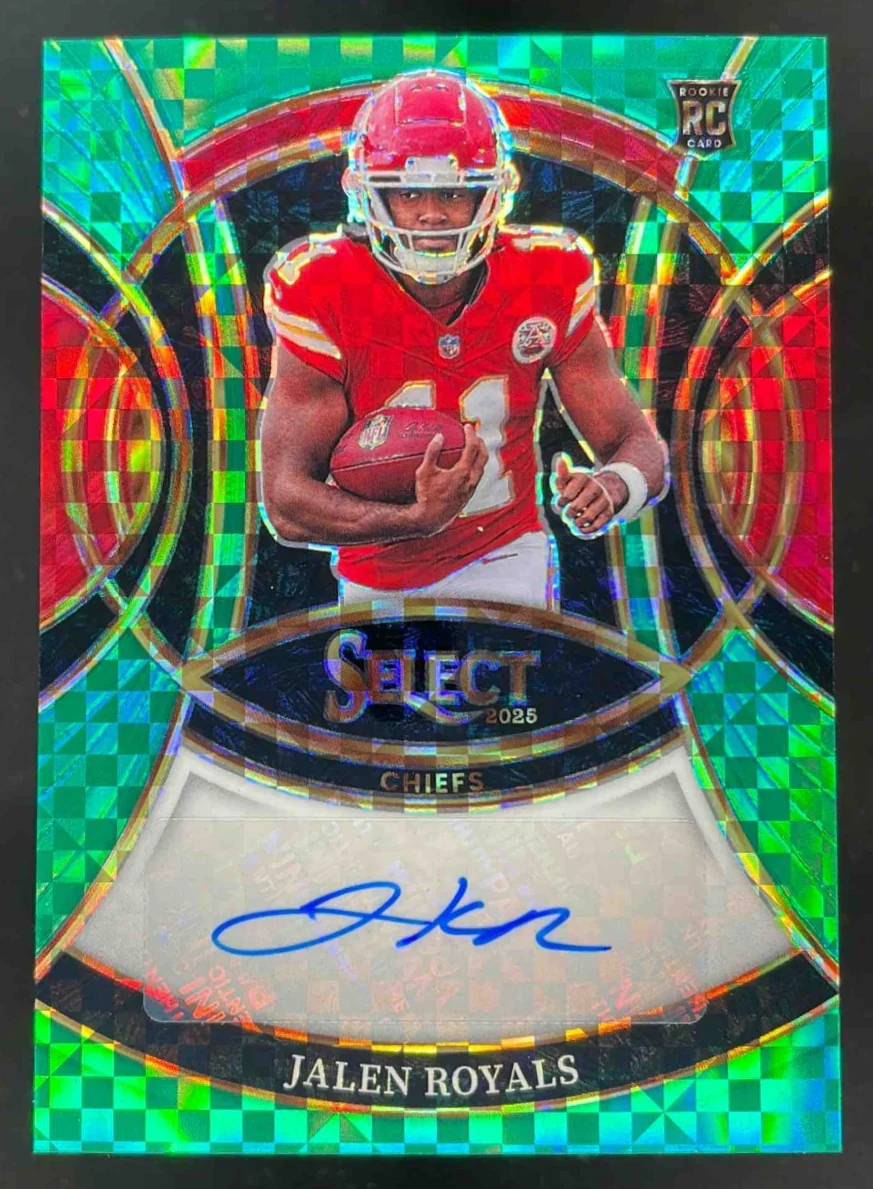 2025 Panini Select Rookie Signatures Green Prizm #RSI-JRS Jalen Royals Auto /5