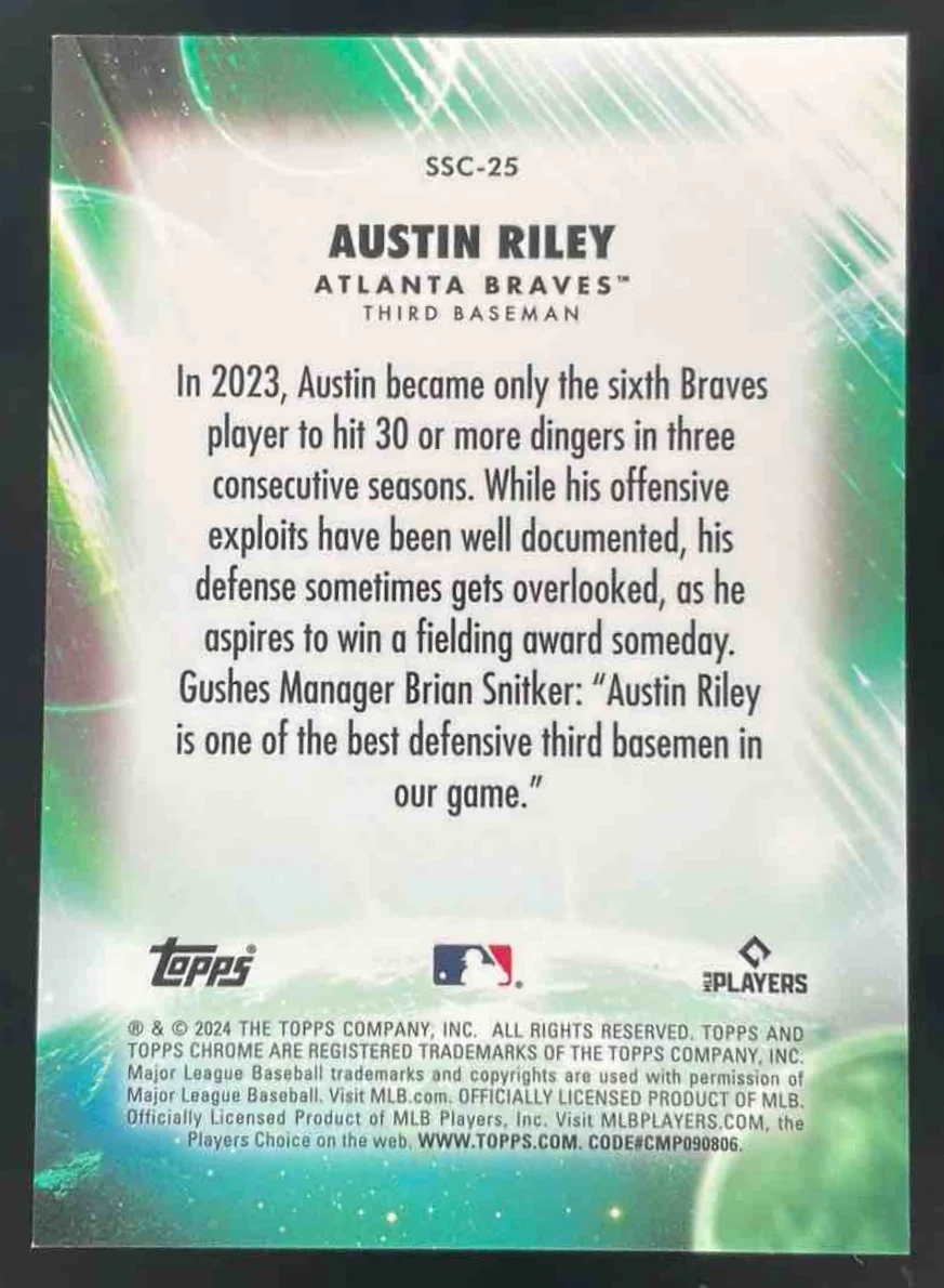 2024 Topps Chrome Stratospheric Stars Orange Refractor #SSC-25 Austin Riley /25 - Image 2
