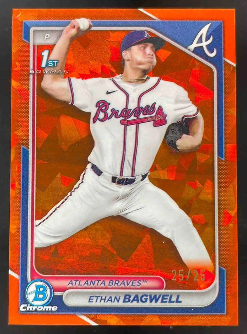 2024 Bowman Draft Sapphire Chrome Orange Sapphire #BDC-181 Ethan Bagwell RC /25
