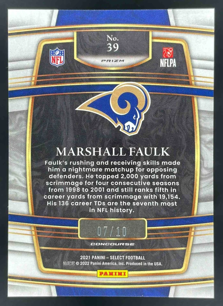 2021 Panini Select Gold Prizm #39 Marshall Faulk Concourse /10 - Image 2