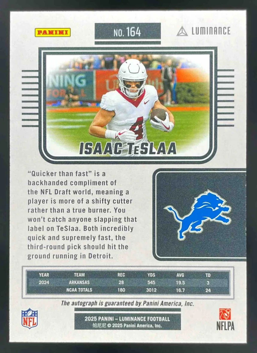 2025 Panini Luminance Autograph Gold #164 Isaac Teslaa RC Auto /100 - Image 2