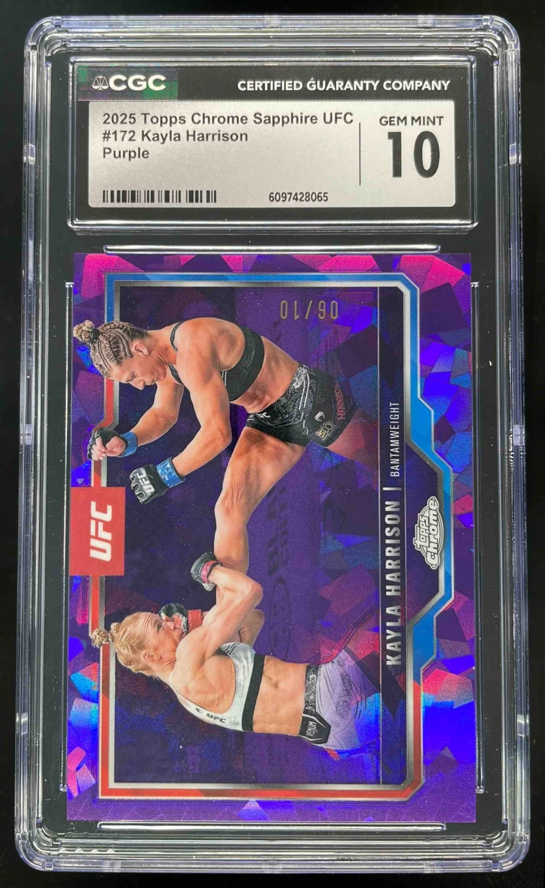 2025 Topps UFC Chrome Sapphire Purple Sapphire #172 Kayla Harrison /10 CGC 10