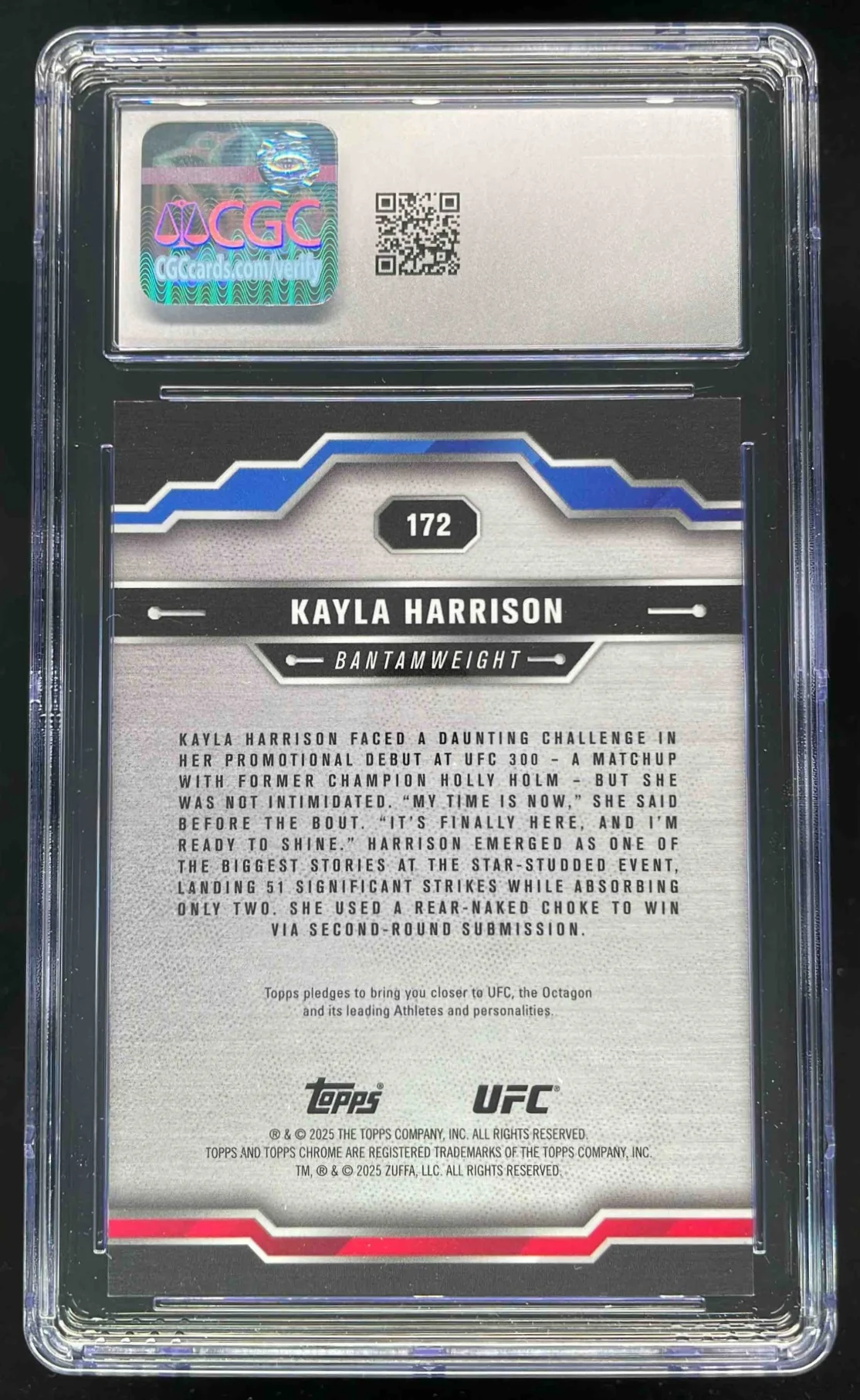 2025 Topps UFC Chrome Sapphire Purple Sapphire #172 Kayla Harrison /10 CGC 10 - Image 2