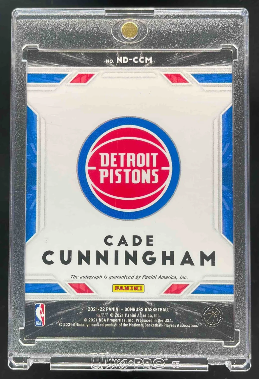 2021-22 Panini Donruss Next Day Autographs #ND-CCM Cade Cunningham RC Auto - Image 2