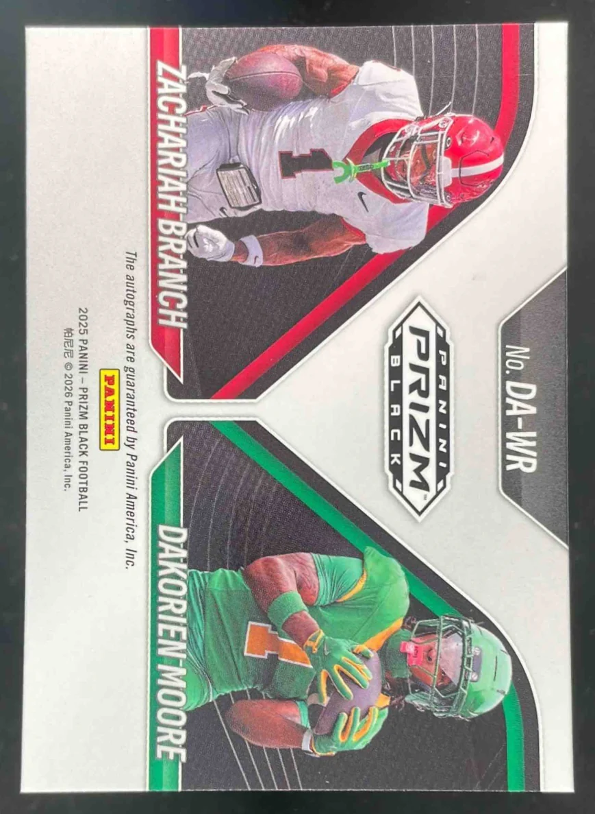 2025 Panini Prizm Black Dual Auto Dakorien Moore Zachariah Branch - Image 2