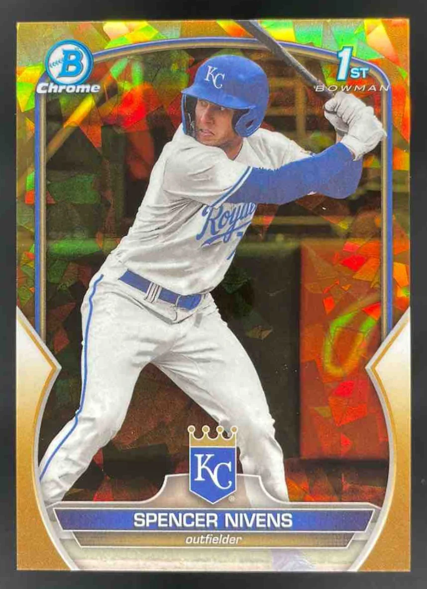 2023 Bowman Draft Sapphire Chrome Gold Refractor #BDC-93 Spencer Nivens RC /50