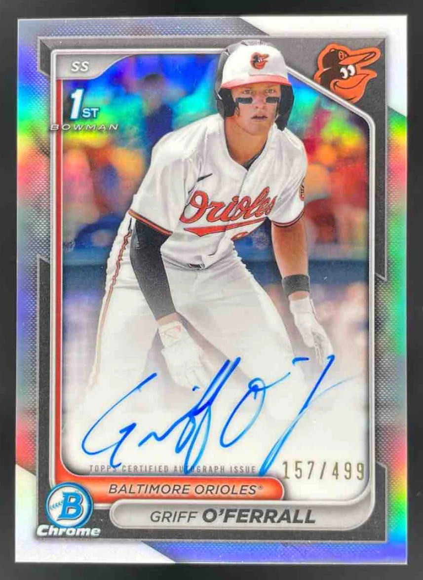 2024 Bowman Draft Chrome Prospect Refractor #CPA-GO Griff O'Ferrall RC Auto /499