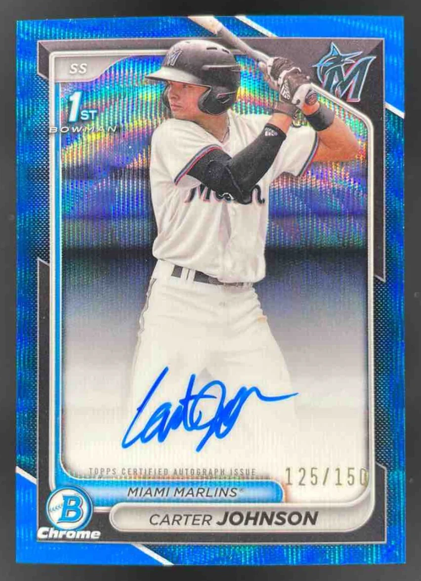 2024 Bowman Chrome  Blue Wave Refractor #CPA-CJ Carter Johnson RC Auto /150