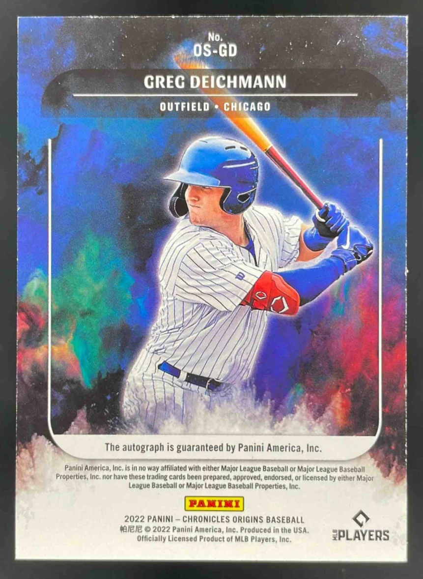 2022 Panini Chronicles Origins Signatures Gold #OS-GD Greg Deichmann RC Auto /5 - Image 2