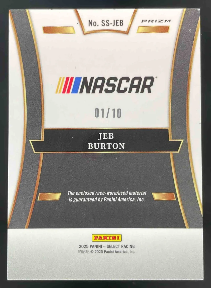 2025 Panini Select Selective Swatches Gold Prizm #28 Jeb Burton /10 - Image 2