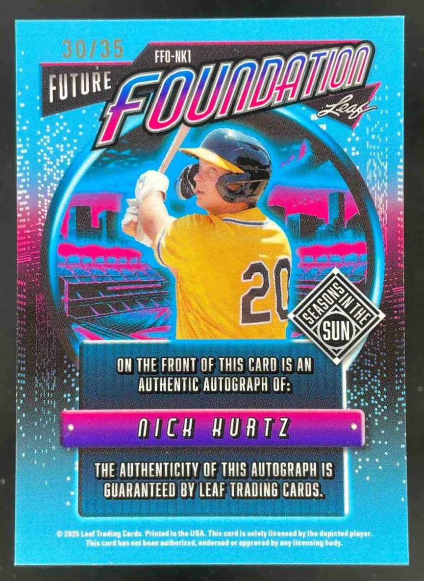 2025 Leaf Seasons The Sun Future Foundation Crystal Bronze Nick Kurtz Auto /35 - Image 2