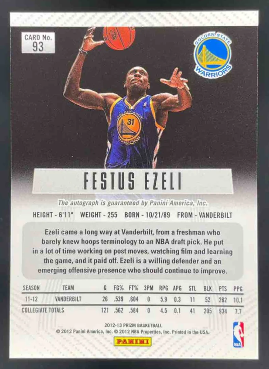 2012-13 Panini Prizm Autographs #93 Festus Ezeli RC Auto - Image 2
