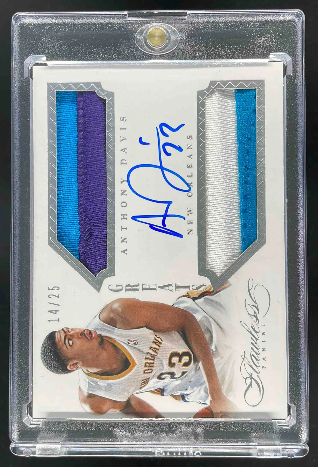 2013 Flawless Greats Dual Memorabilia Autographs #GR-AD Anthony Davis Auto /25