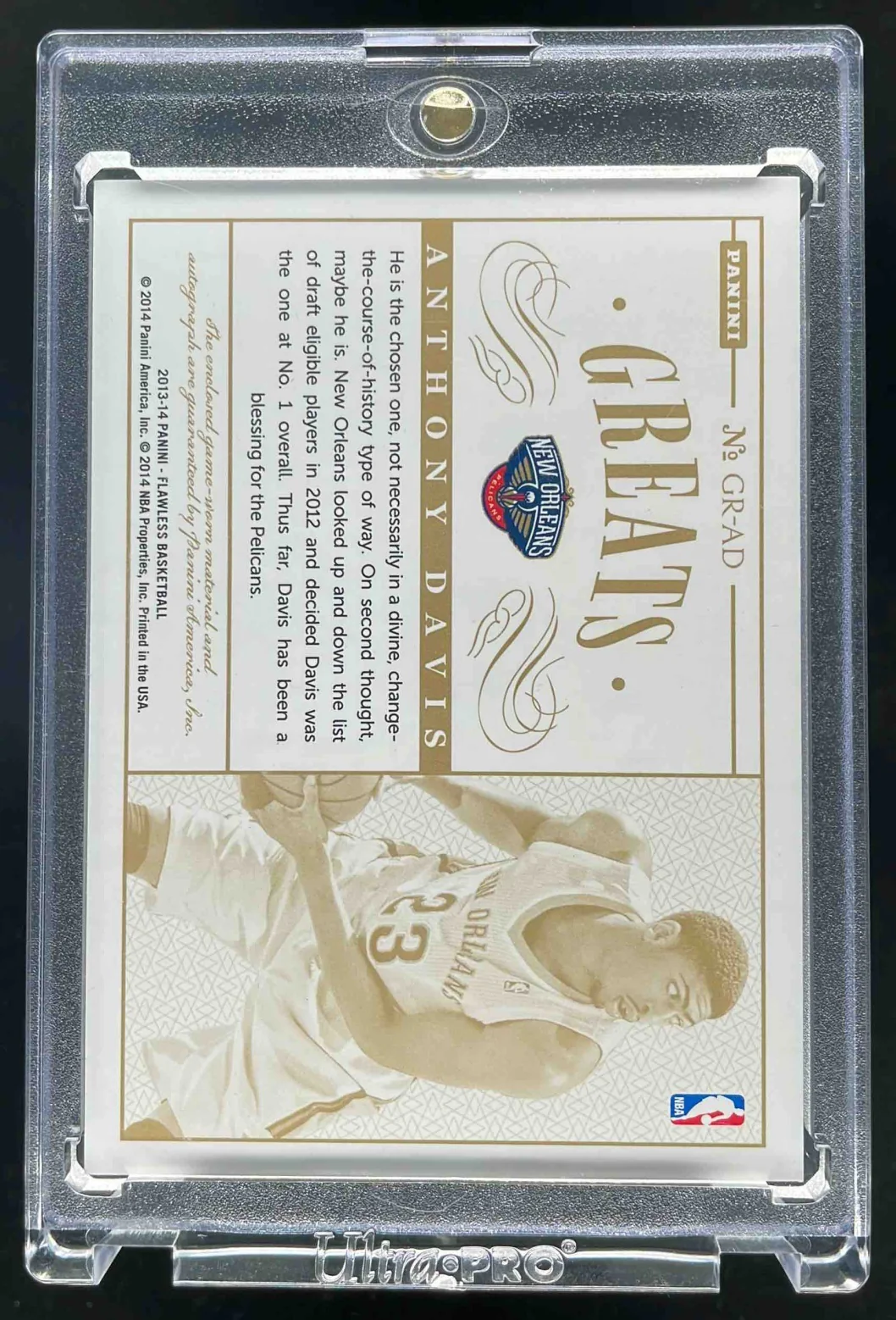 2013 Flawless Greats Dual Memorabilia Autographs #GR-AD Anthony Davis Auto /25 - Image 2