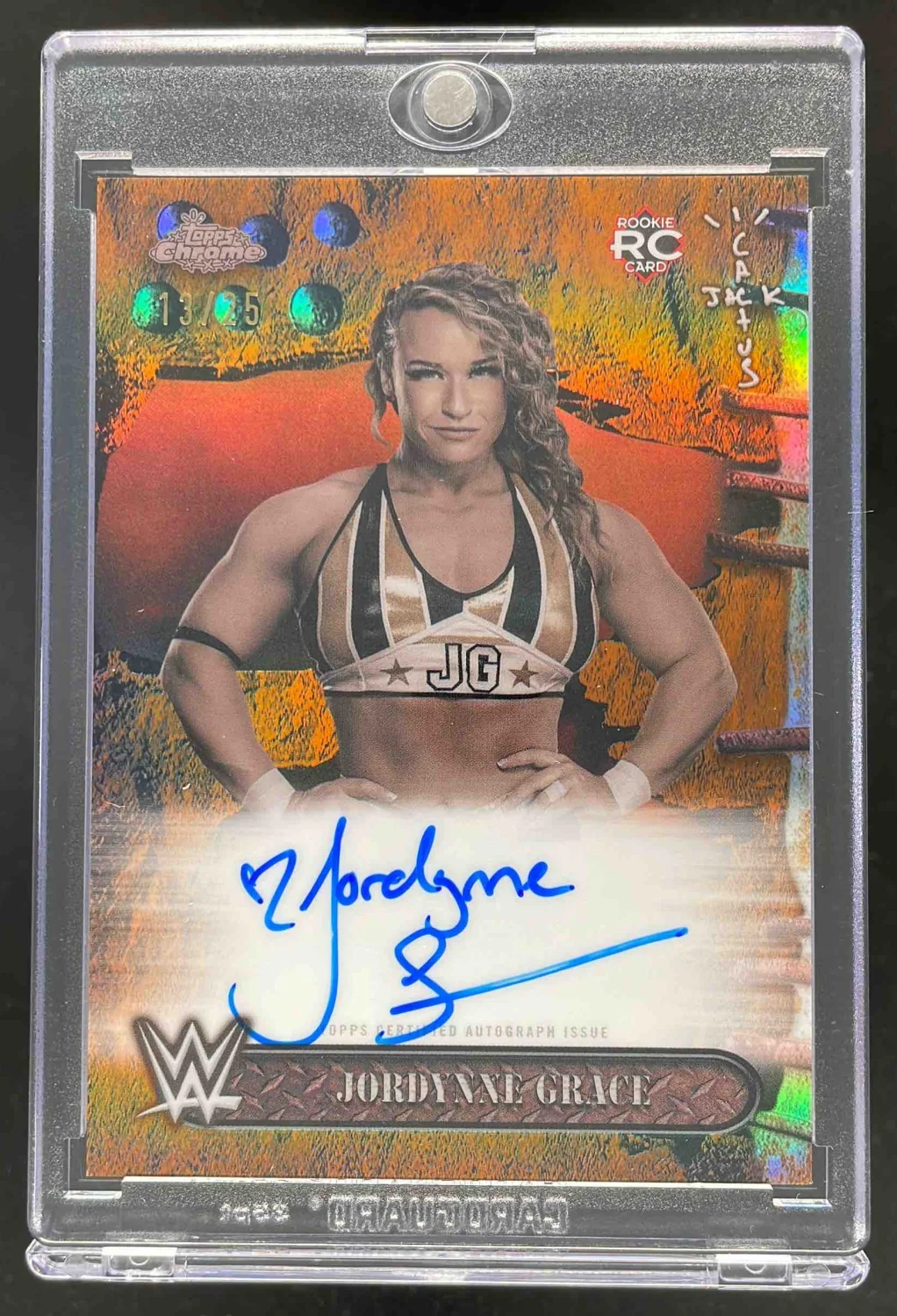 2025 Topps Chrome WWE x Cactus Jack Orange #BAV-GRC Jordynne Grace Auto /25