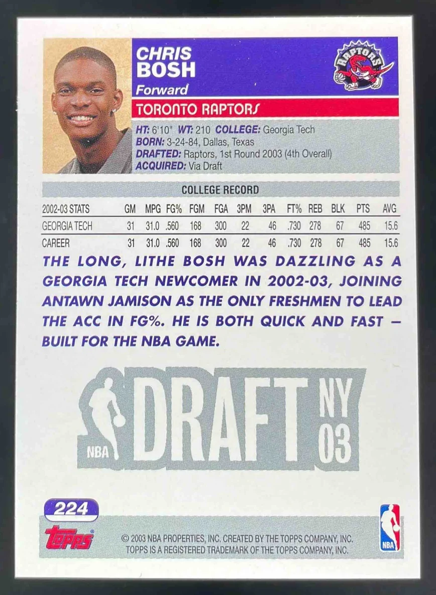 2003-04 Topps 1st Edition #224 Chris Bosh RC - Image 2