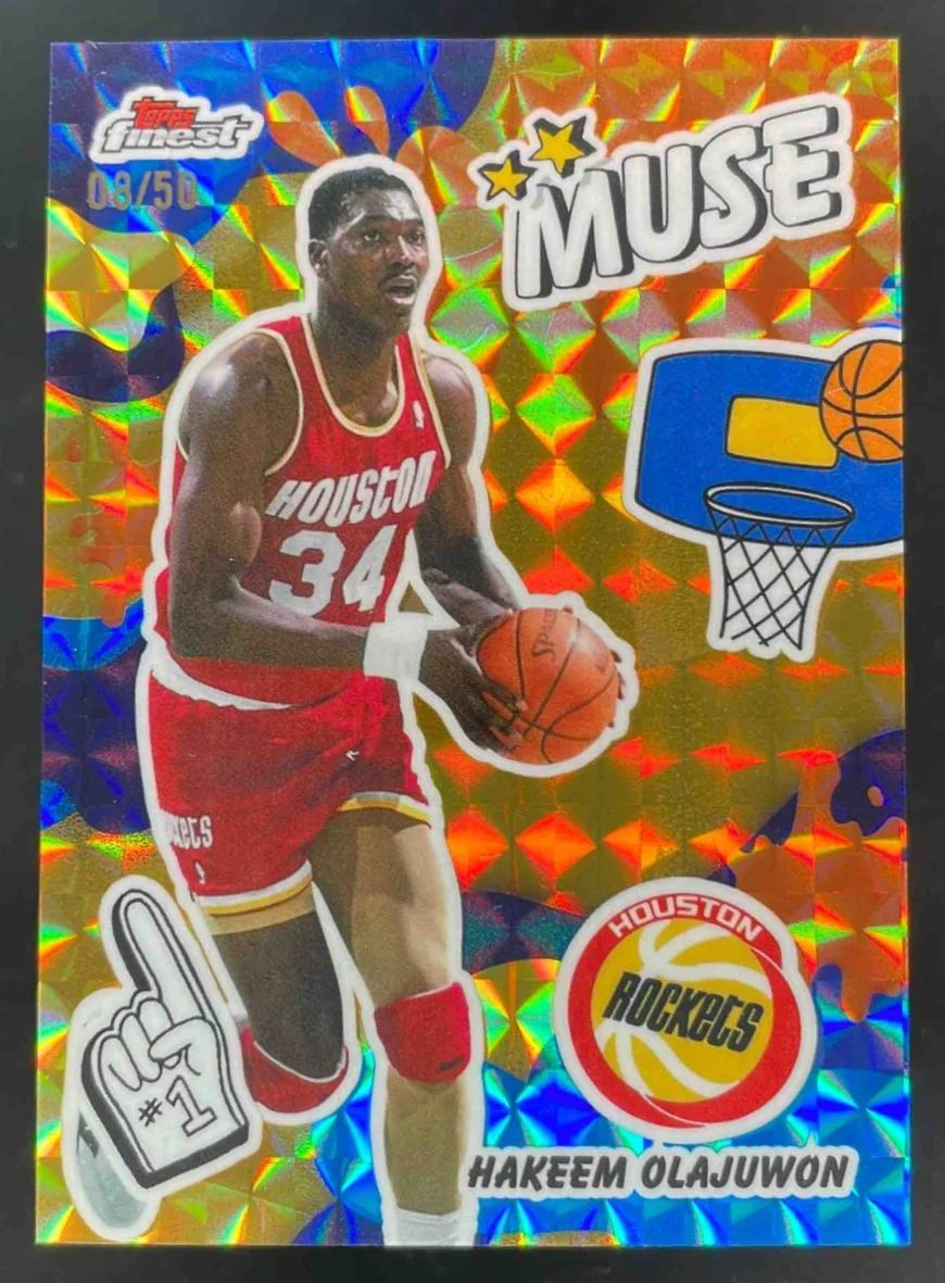 2025-26 Topps Finest Muse Gold Geometric Refractor #M-17 Hakeem Olajuwon /50