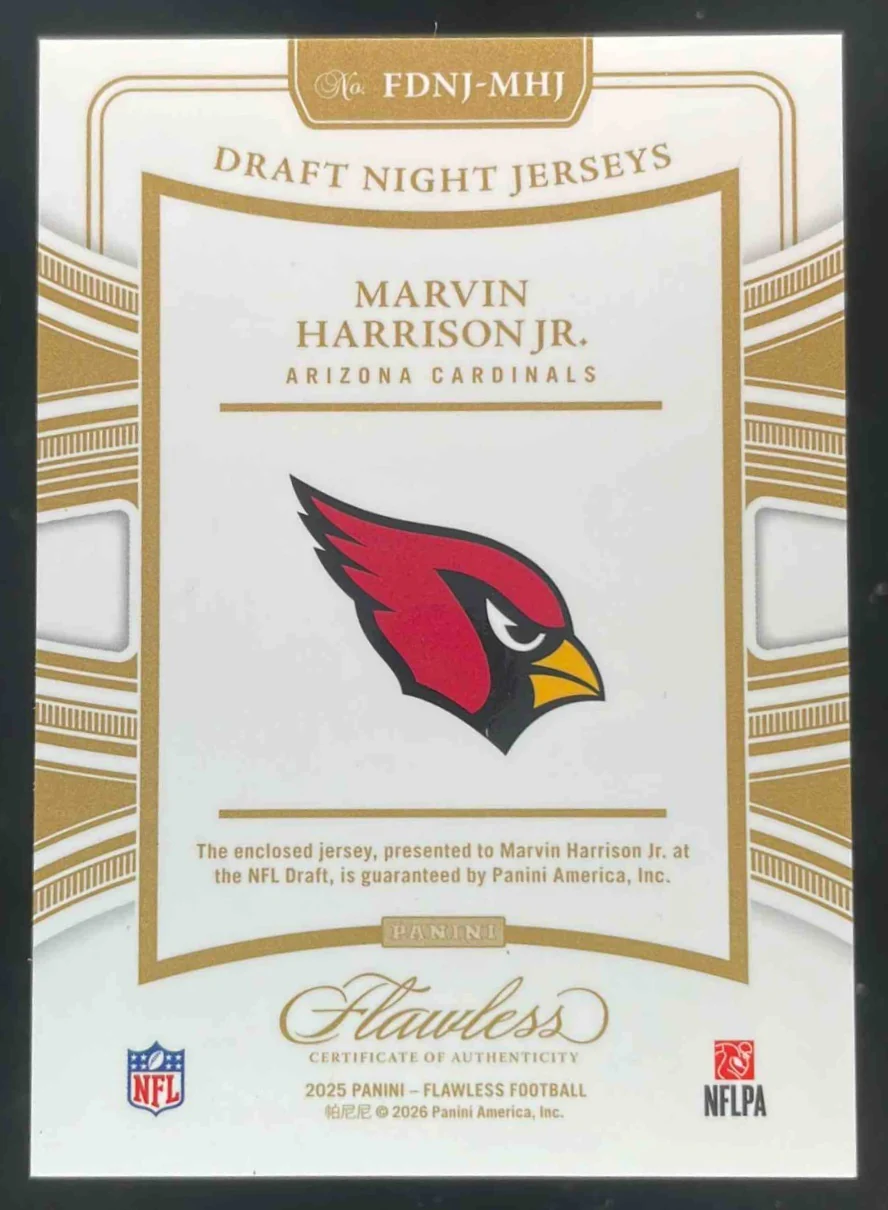 2025 Panini Flawless Draft Night Jerseys Ruby #17 Marvin Harrison Jr. /15 - Image 2