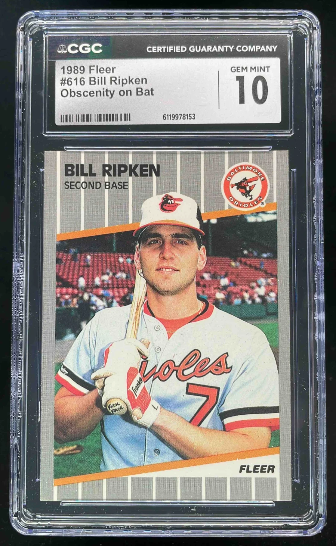 1989 Fleer #616 Bill Ripken FF Error RC Rookie CGC 10