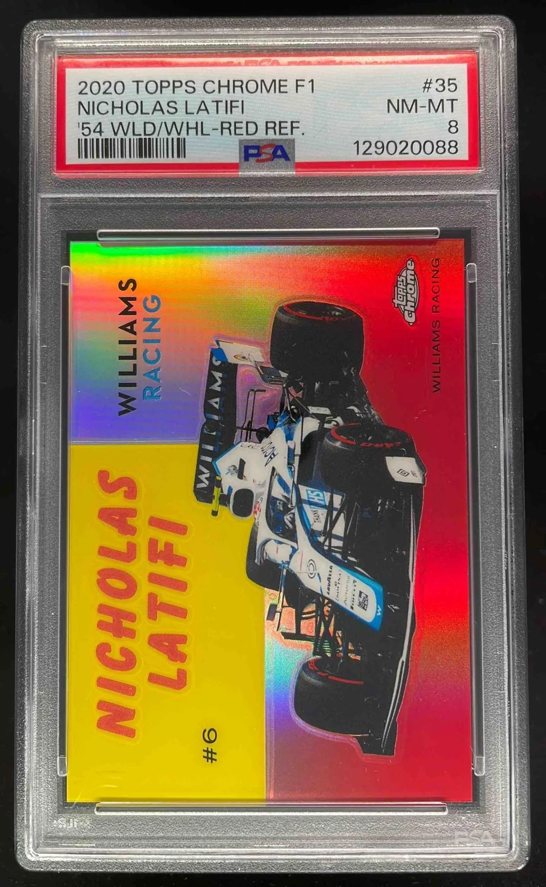 2020 Topps Chrome Formula 1 1954 World on Wheels Red Nicholas Latifi /5 PSA 8