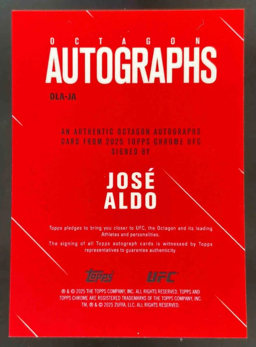 2025 Topps UFC Chrome Octagon Legends Green Geometric #OLA-JA Jose Aldo Auto /99 - Image 2