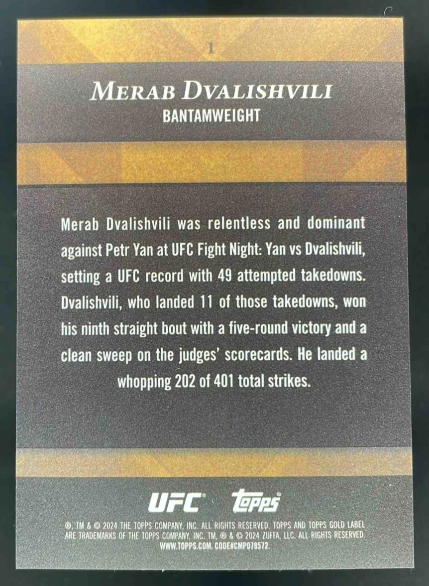 2024 Topps Gold Label UFC Class 2 Red #1 Merab Dvalishvili /25 - Image 2