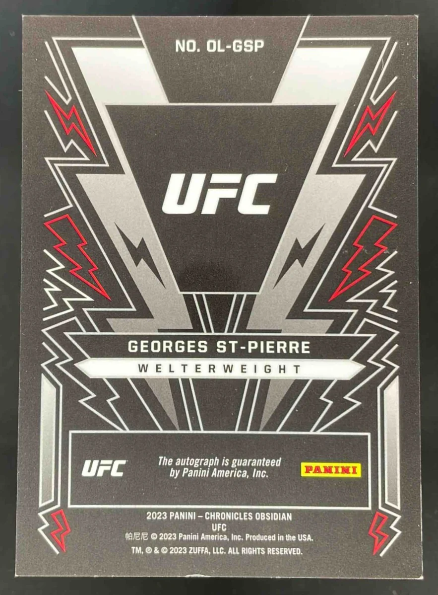 2023 Chronicles UFC Obsidian Lightning Strike #OL-GSP Georges St-Pierre Auto - Image 2