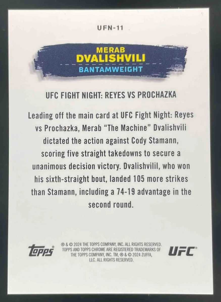 2024 Topps Chrome UFC Fight Night #UFN-11 Merab Dvalishvili - Image 2