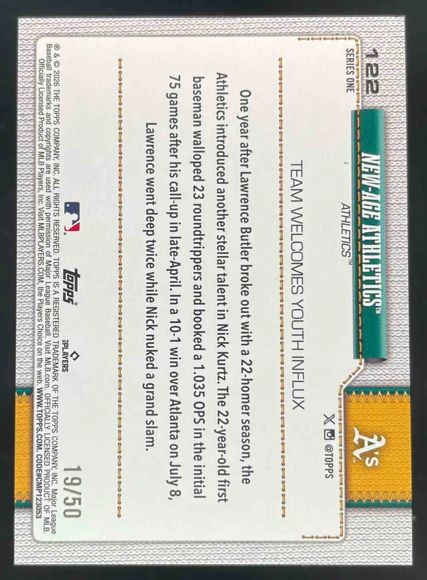 2026 Topps Gold Sandglitter #122 New-Age Athletics /50 - Image 2