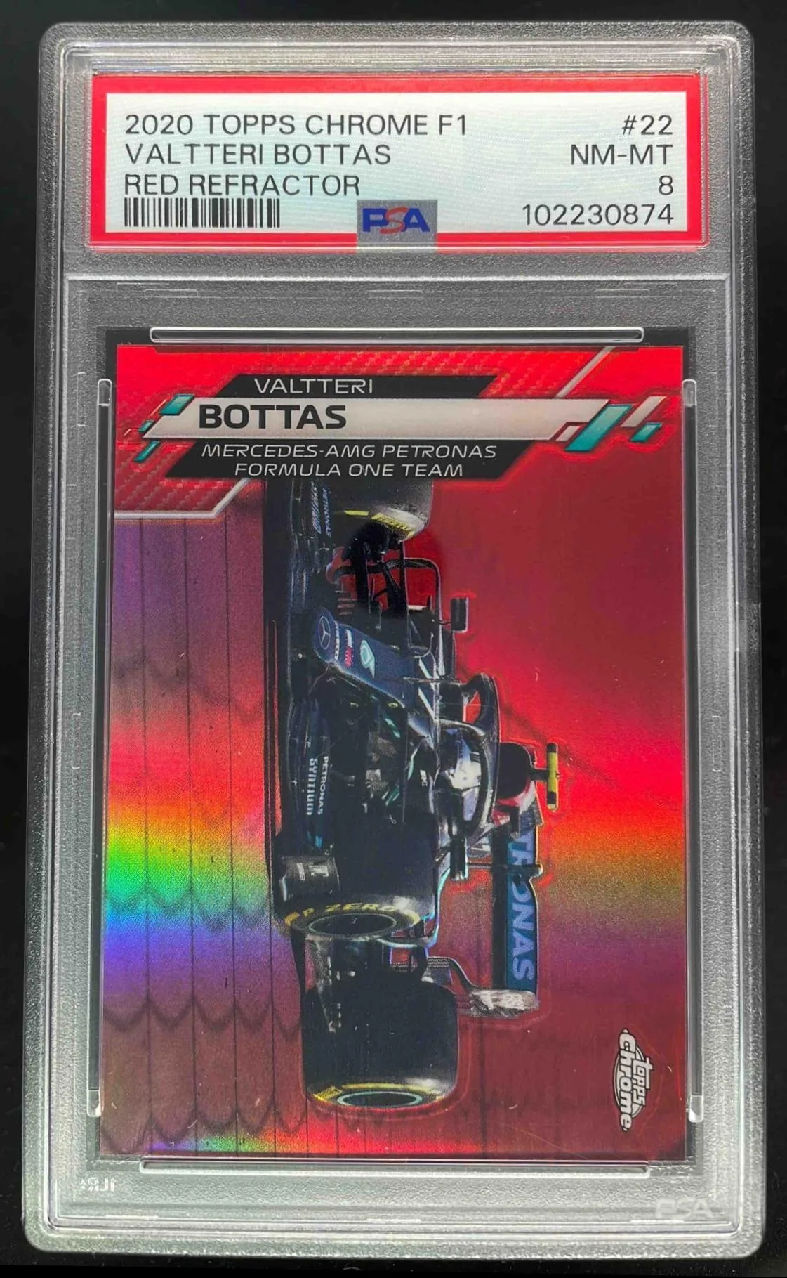 2020 Topps Chrome Formula 1 Red Refractor #22 Valtteri Bottas /5 PSA 8
