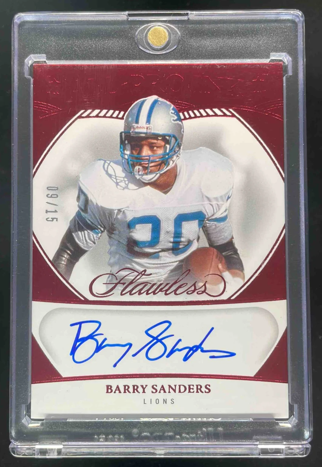 2024 Panini Flawless All-Pro Ink Ruby #API-BSS Barry Sanders Auto /15