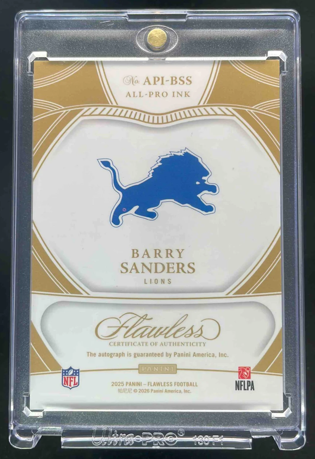 2024 Panini Flawless All-Pro Ink Ruby #API-BSS Barry Sanders Auto /15 - Image 2