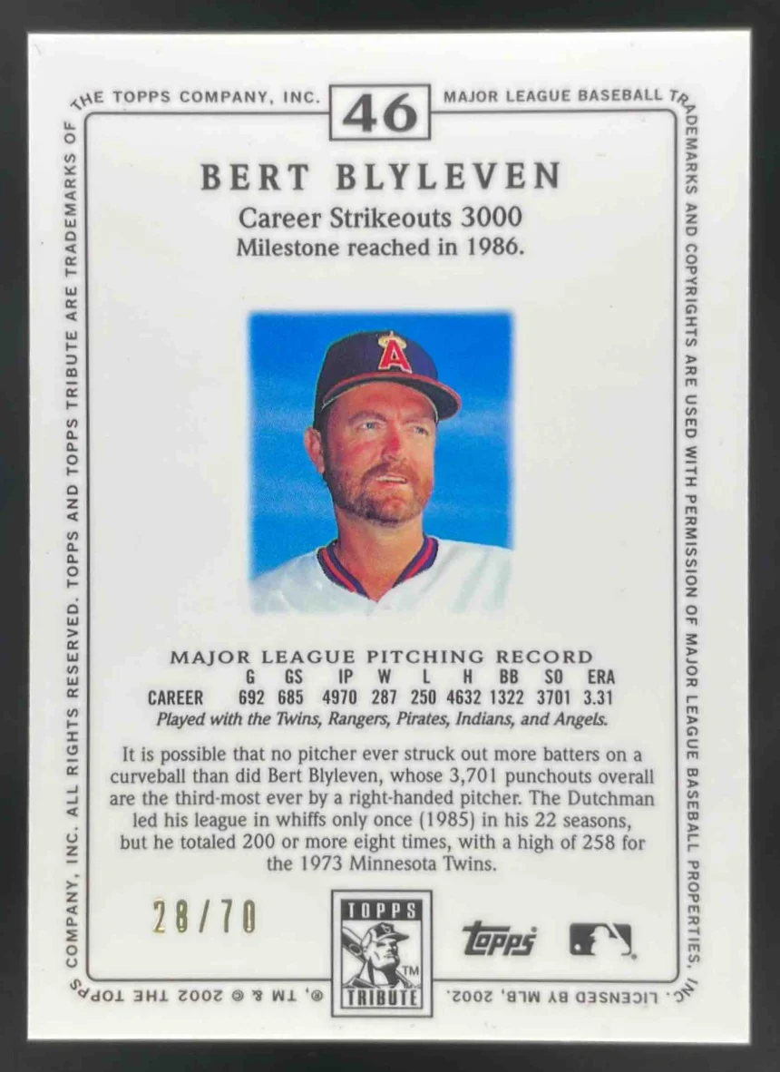 2002 Topps Tribute First Impressions #46 Bert Blyleven /70 - Image 2