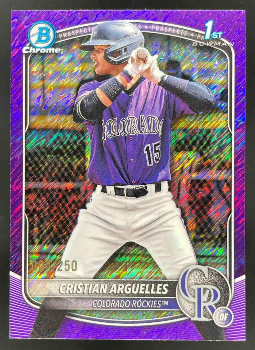 2025 Bowman Chrome Prospects Purple Shimmer #BCP-220 Cristian Arguelles RC /250