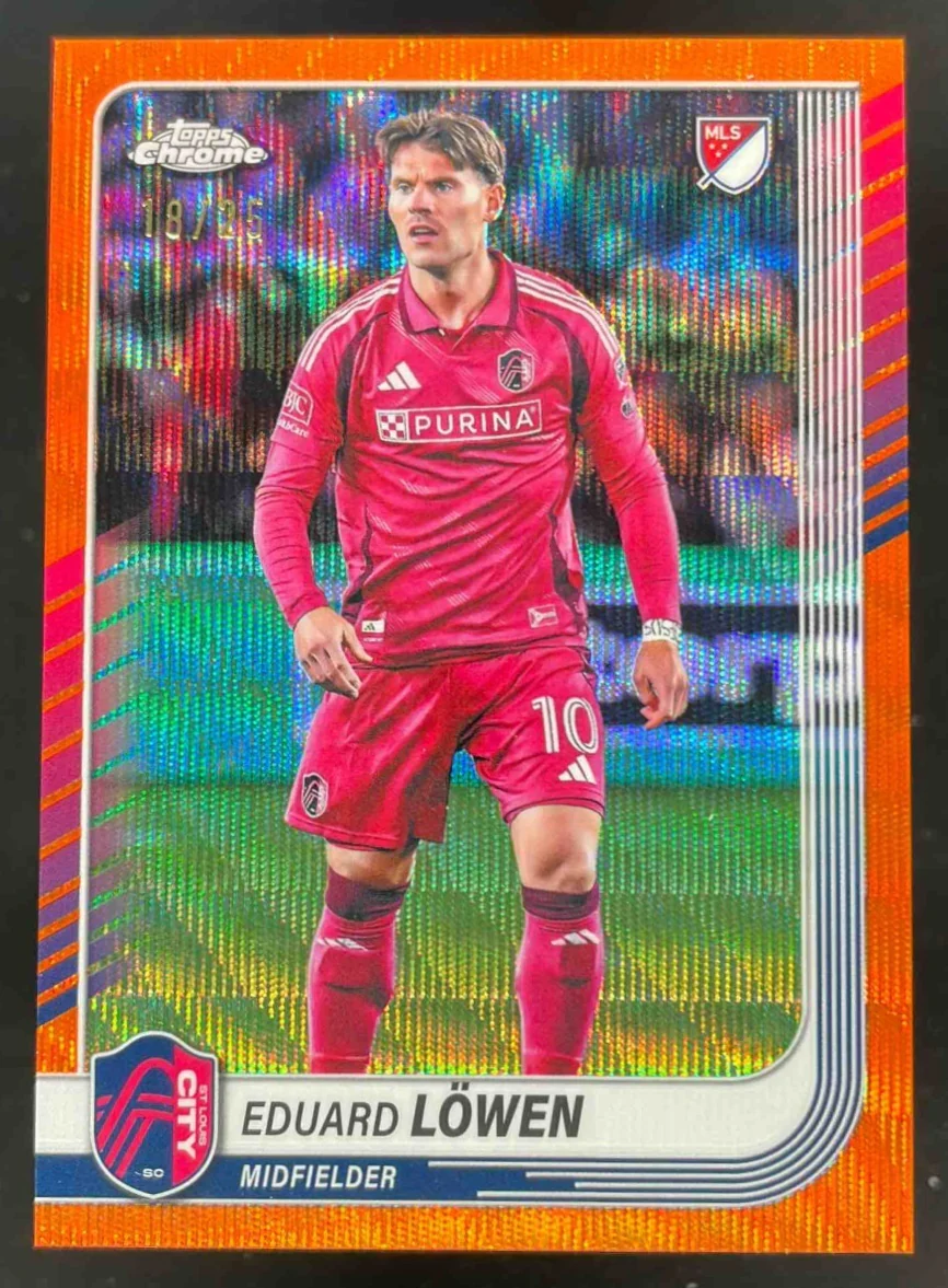 2025 Topps Chrome MLS Orange Wave Refractor #17 Eduard Lowen /25