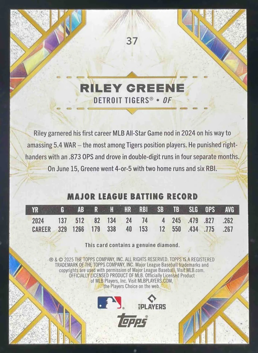 2025 Topps Diamond Icons Red #37 Riley Greene /5 - Image 2
