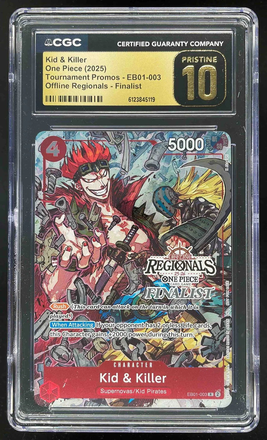 2025 One Piece Tournament Promo Offline Regionals Finalist Kid & Killer CGC 10