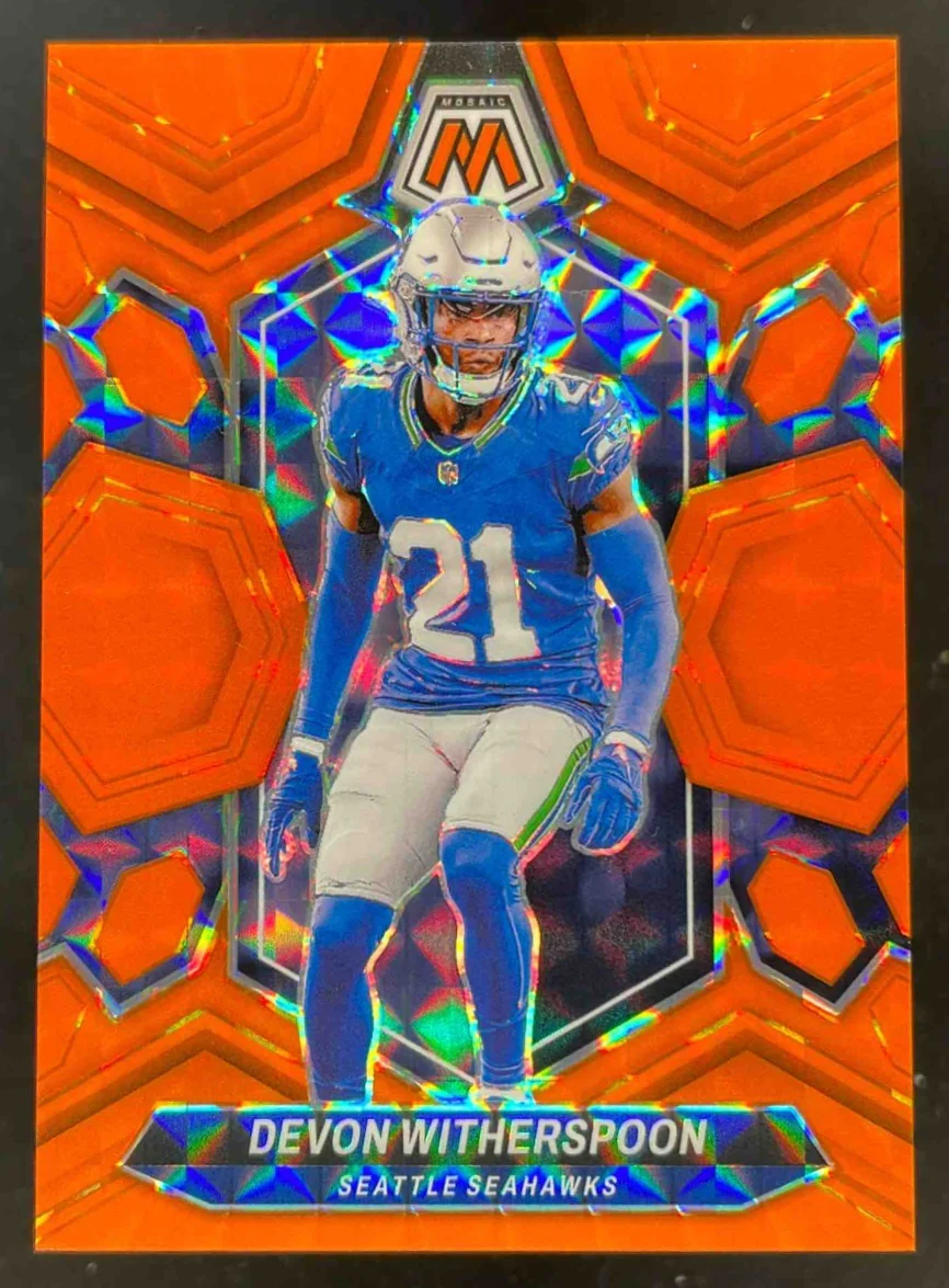 2024 Panini Mosaic Orange Fluorescent Prizm #202 Devon Witherspoon /25