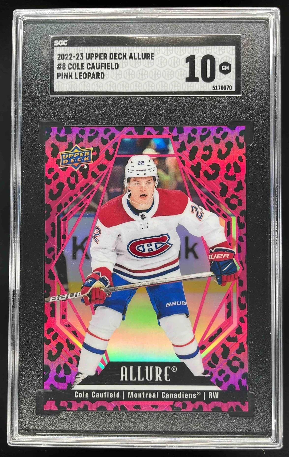2022-23 Upper Deck Allure Pink Leopard #8 Cole Caufield SGC 10