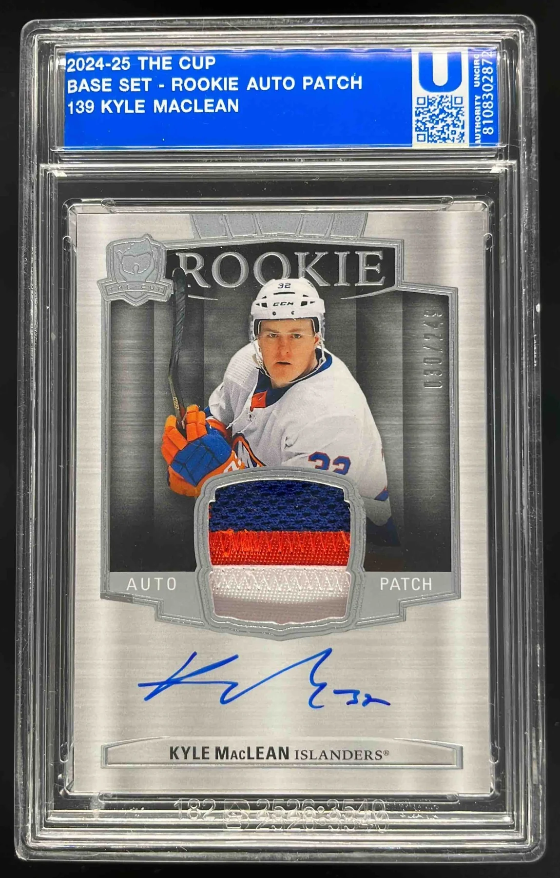 2024-25 Upper Deck The Cup #139 Kyle MacLean Rookie Patch Auto RC /249