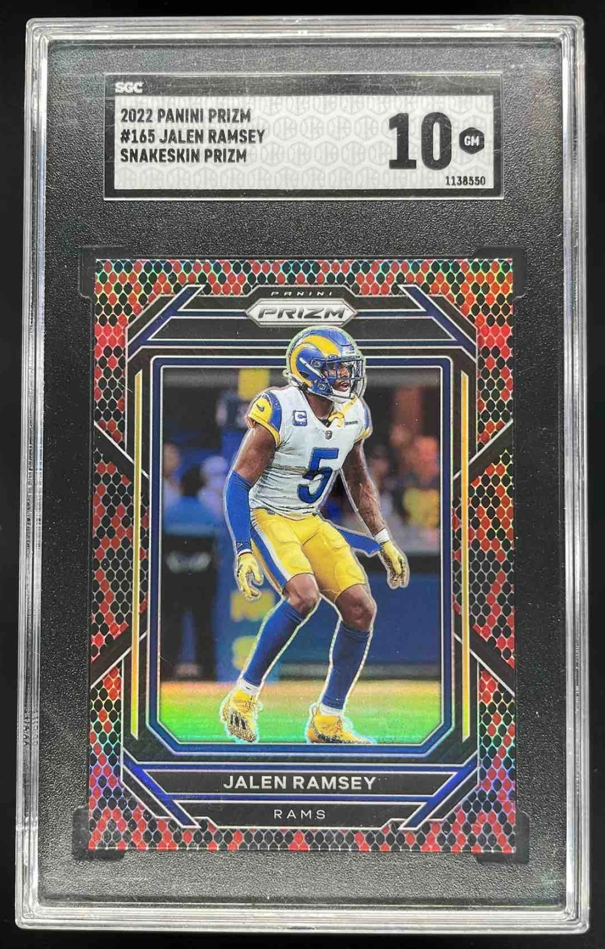 2022 Panini Prizm Snakeskin #165 Jalen Ramsey SGC 10
