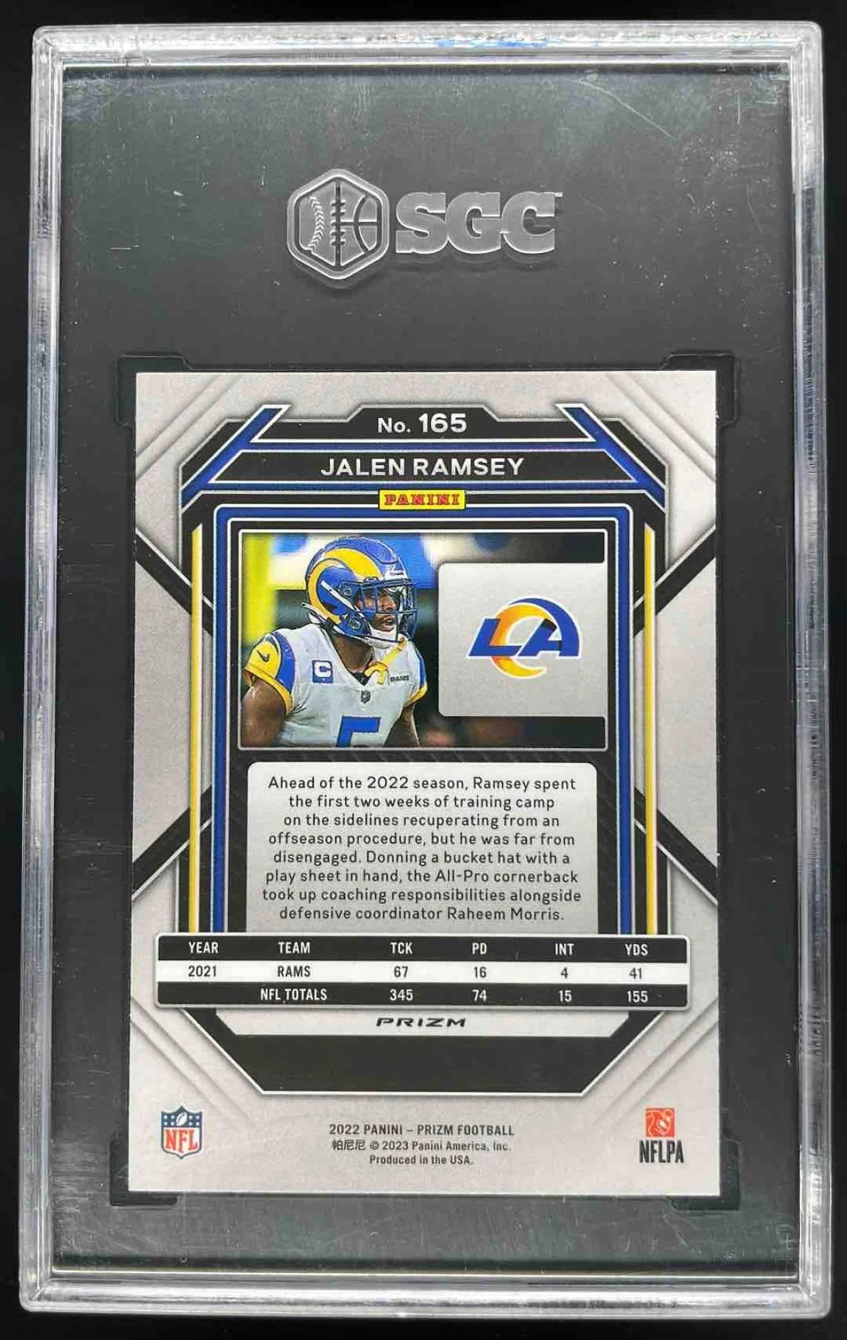 2022 Panini Prizm Snakeskin #165 Jalen Ramsey SGC 10 - Image 2